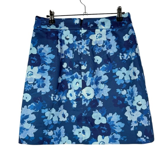 J. Crew Blue Watercolor Begonias Floral Pencil Skirt 2 - Picture 3 of 5